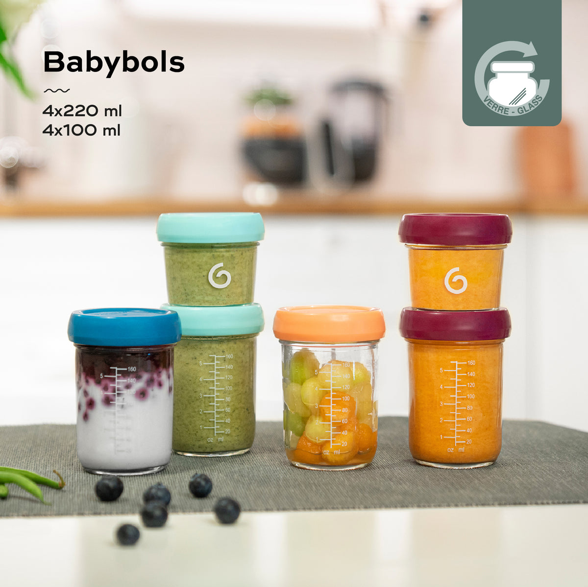Babymoov Microwave & Freezersafe Glass Babybowls Food Storage Set of 8
